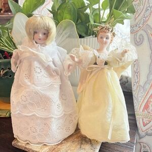 Vintage '80s Kurt Alder Angel Christmas Tree Topper Lot Lace Victorian No Lights